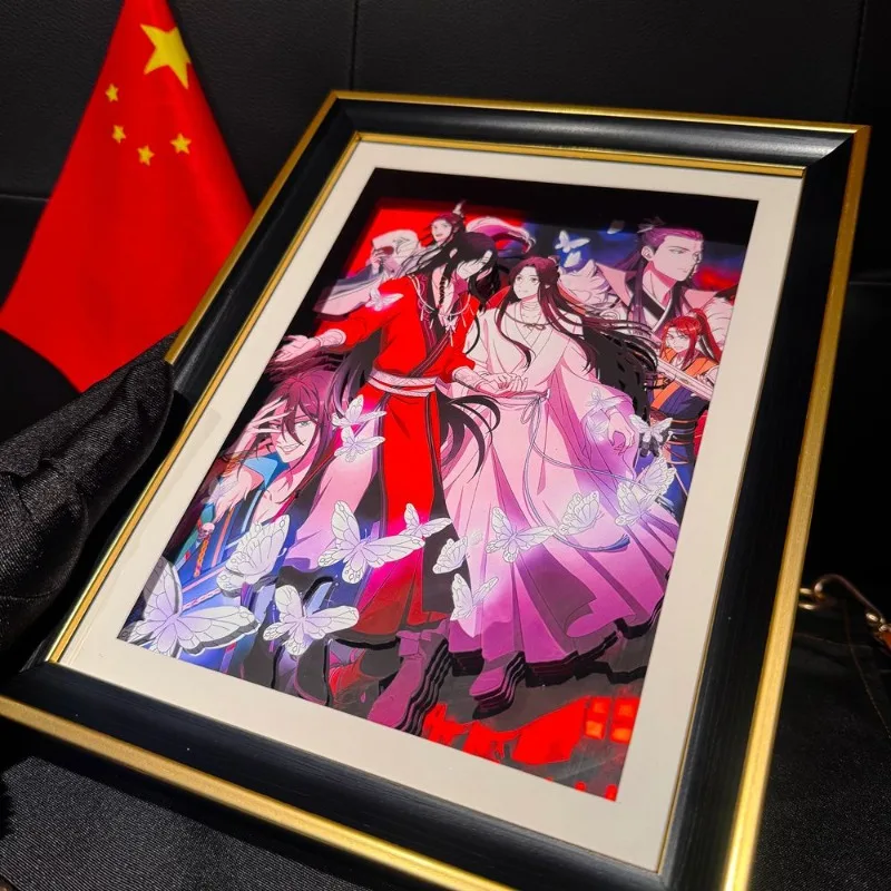 Tian Guan Ci Fu Xie Lian & Hua Cheng 3D Paper Sculpture Art with Display Frame - Heaven Official's Blessing Anime Decor - Image 3