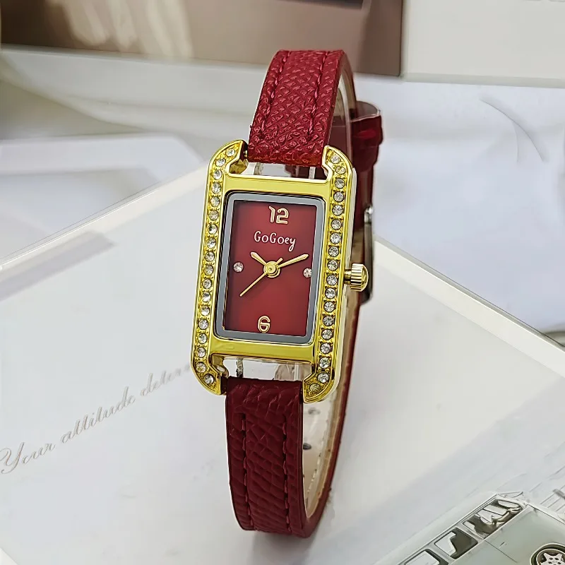 Wyprzedaż Damskie Zegarki Modne Zegarki Kwarcowe z Prostokątną Tarczą Luksusowy Skórzany Pasek Zegarek na Rękę Zegarek Damski Dropshipping Relogio