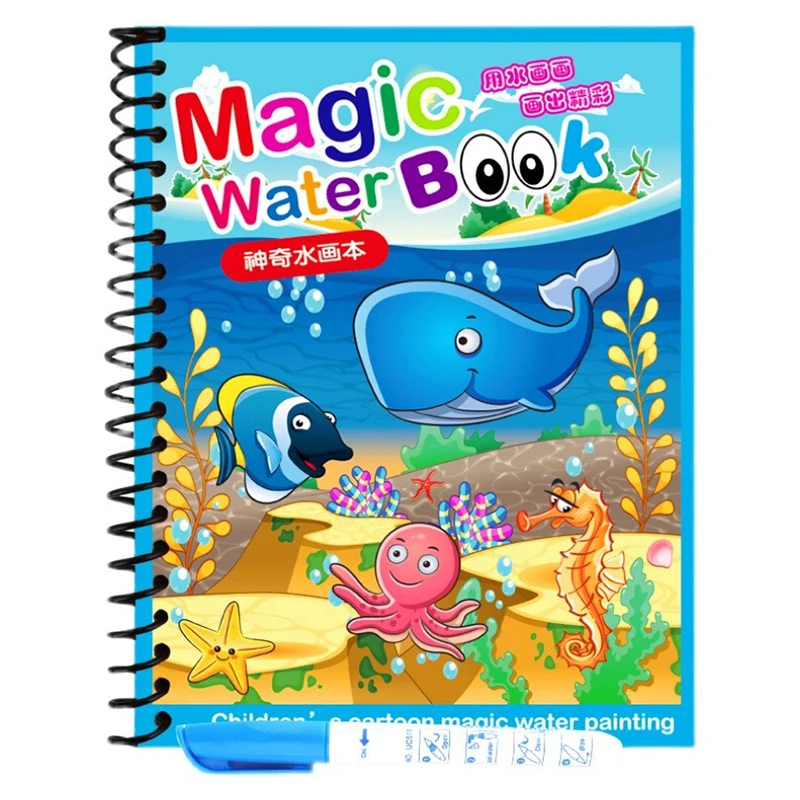 Imagem -02 - Magic Water Drawing Books For Children Coloring Book Graffiti Toy Painting Toys Faça Você Mesmo Craft Gifts