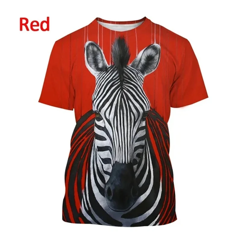 Zebra Animal 3D Printing Breathable Short Sleeve T Shirt Men\'s Prairie Horse Hip-Hop Style Streetwear Top Streak Zebra T-shirts