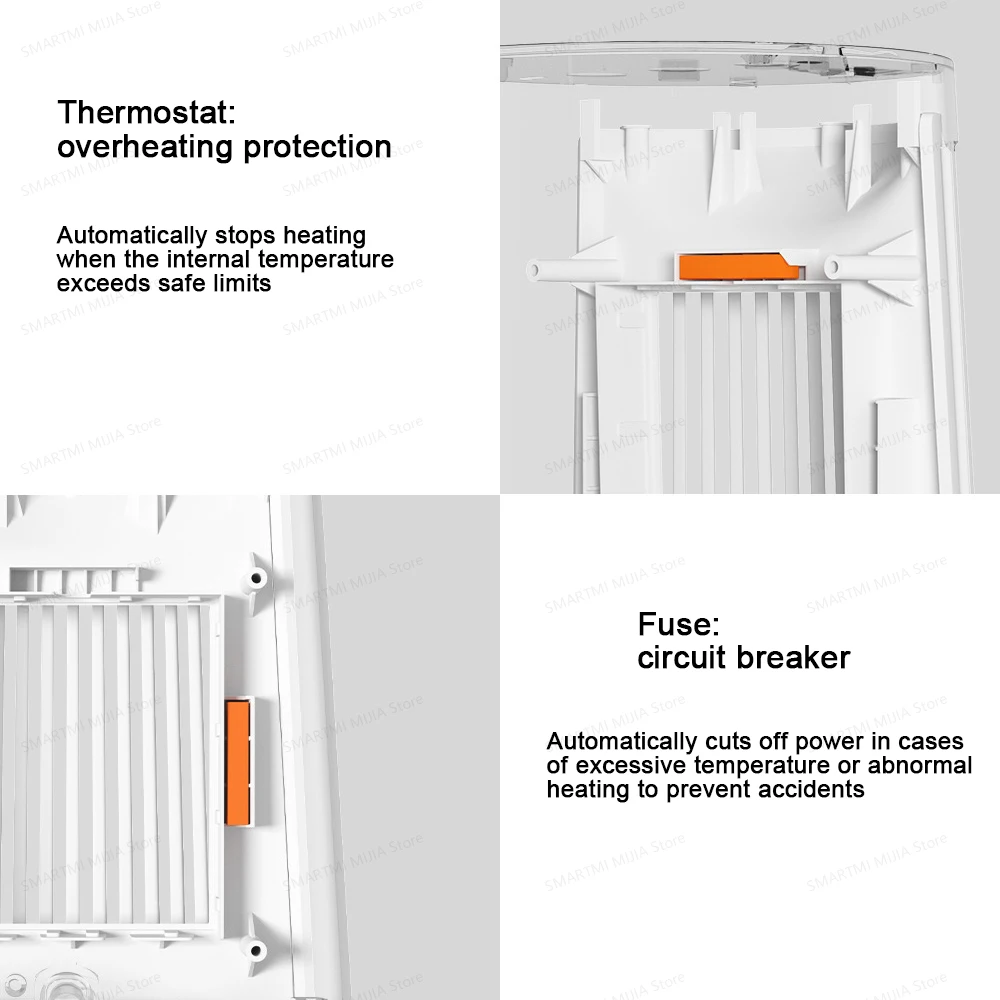 سخان مروحة سطح المكتب XIAOMI MIJIA، 45 ° تتأرجح، سخانات كهربائية داخلية من السيراميك PTC، خفيفة الوزن مدمجة، إصدار CN مع محول #3