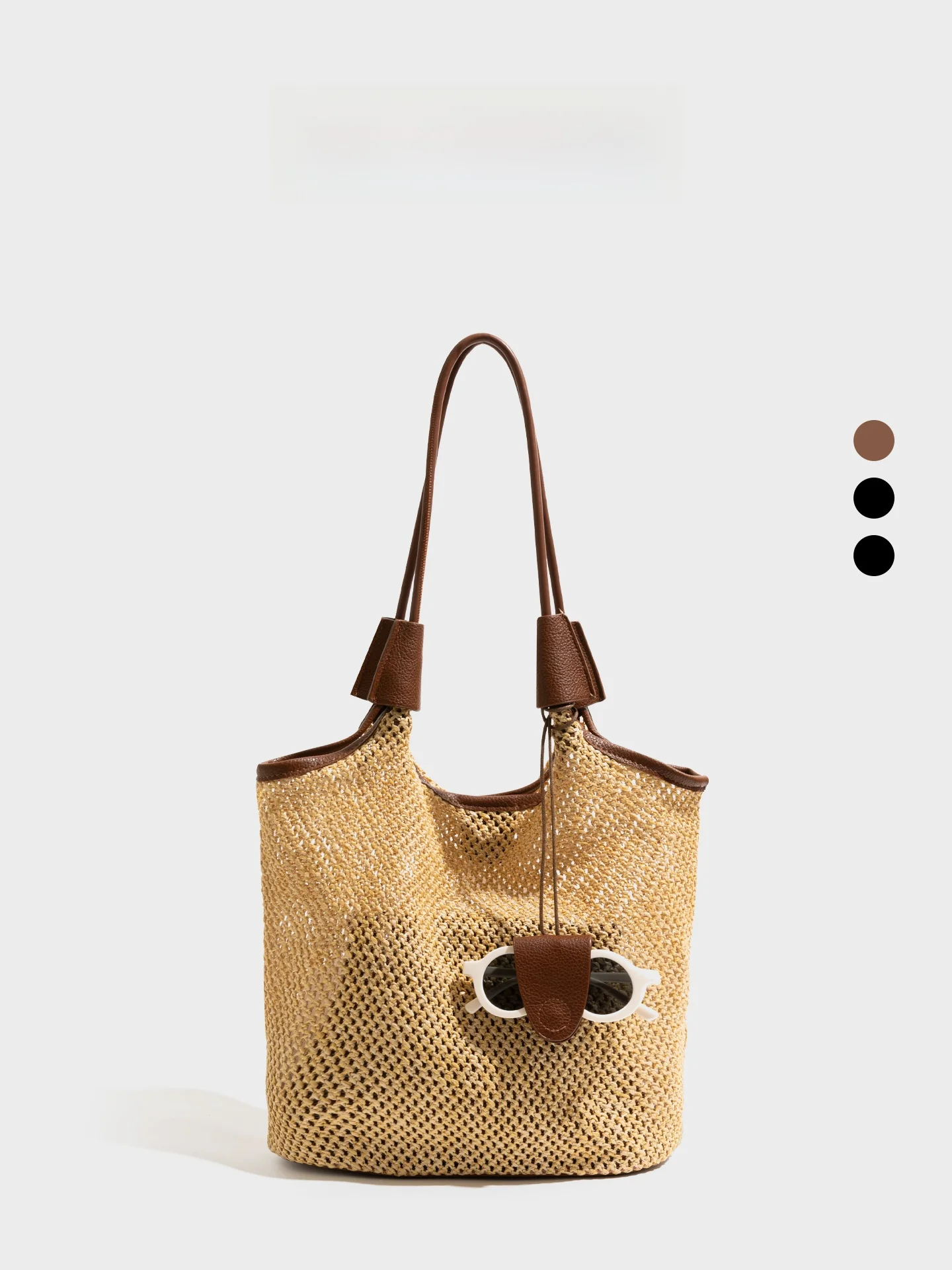

Summer Orange Girl Straw Woven Bucket Tote Bag Beach Sandals Large Capacity Mother-Child Bag Single Shoulder Casual Holiday S...