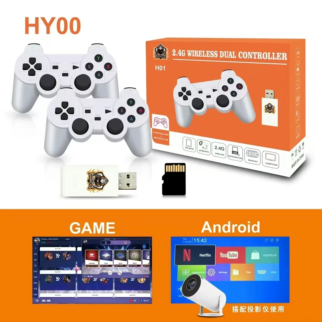 Consolas de videojuegos Retro HY00, proyector portátil inteligente 4K 1080P, Control remoto, Mini Android Home para caja de juegos N64
