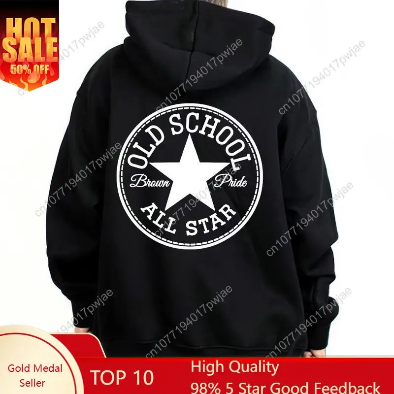 

Old school all star Chicano Clothing, Hiphop Mexican Clothes, Lowrider Clothes, Oversized Graphic Tee Medium Heavy Sweatshirt Ho