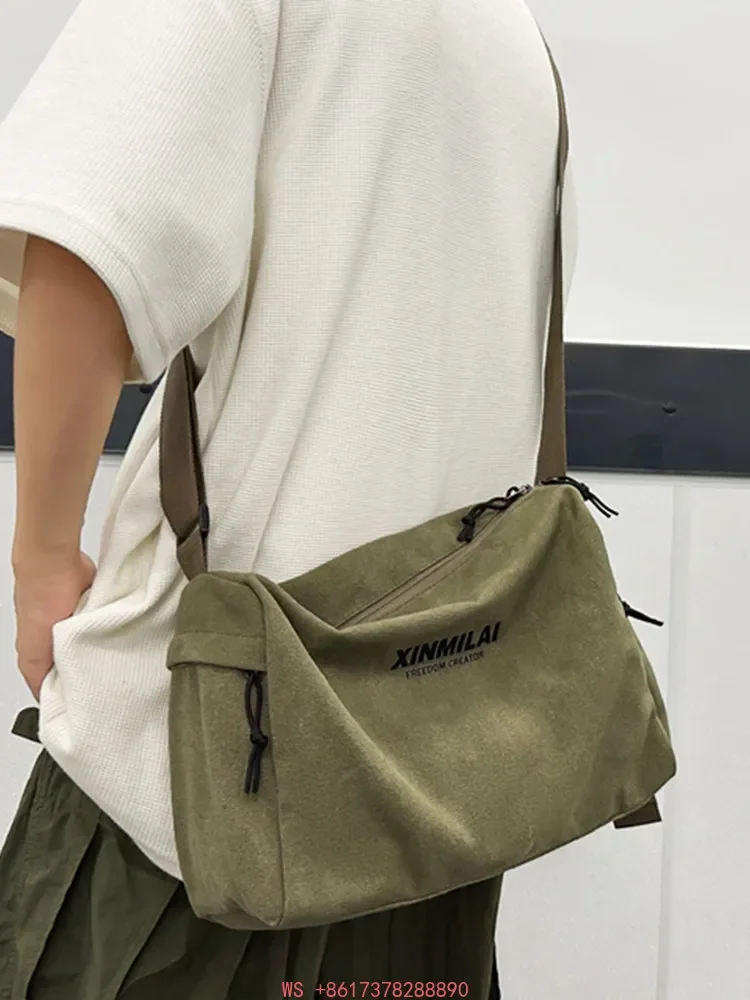 Retro canvas messenger men's shoulder  travel sports fitness large capacity casual simple trendy mail carrier