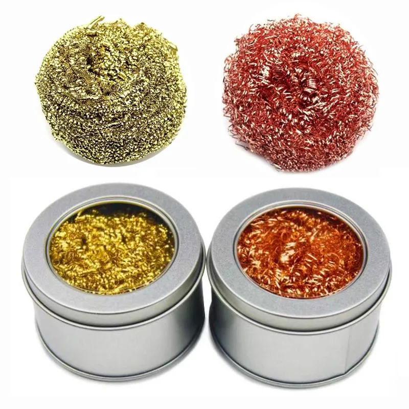 Cleaning Ball Desoldering Soldering Iron Mesh Filter Cleaning Nozzle Tip Copper Wire Cleaner Ball Metal Dross Box Clean Ball