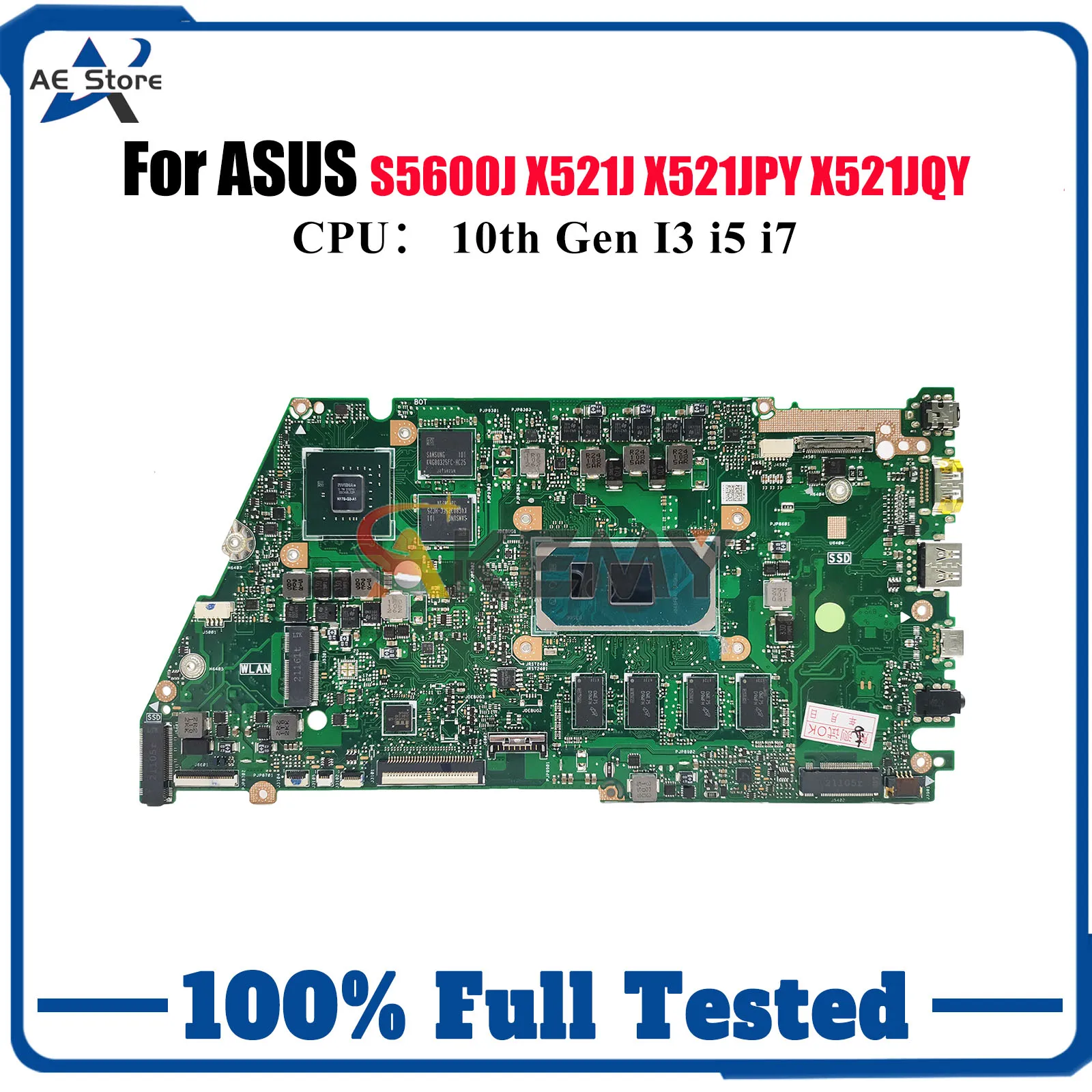 

X521JQ Laptop Motherboard For ASUS X521JPY S5600J X521JAY X421J X521JFY X521JQY Mainboard 10th Gen I3 i5 i7 100% tests OK stk
