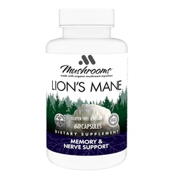 Mushroom Lion Mane 60 Capsules - Supports Attention and Memory Function - Immune and Nervous System Support Supplement