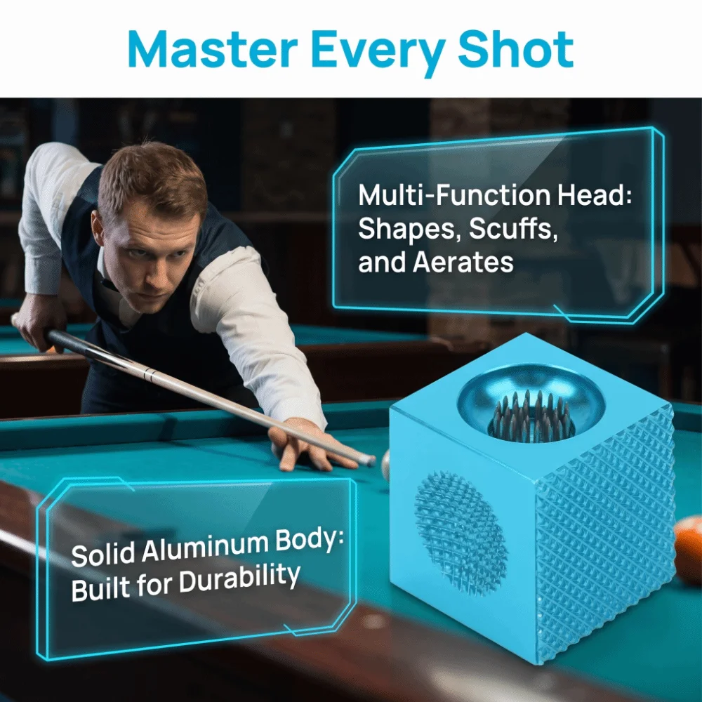 Aluminum Alloy Billiard Cue Tip Tool Textured Surfaces Concave Face Cue Tip Scuffer 40G Weight Handheld Size