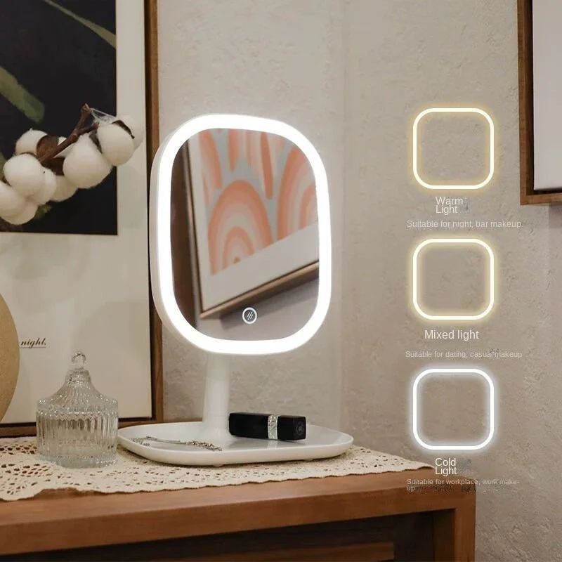 Touch Sensitive Rechargeable LED Cosmetic Mirror Multi Adjustable Lights Compact Portable Makeup Mirror Trip Household Beauty