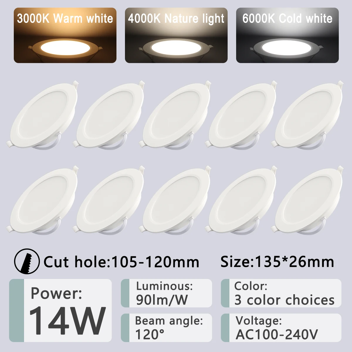 10 個 LED ダウンライト 110V 220V シーリングライト 6W 17W 20W 24W