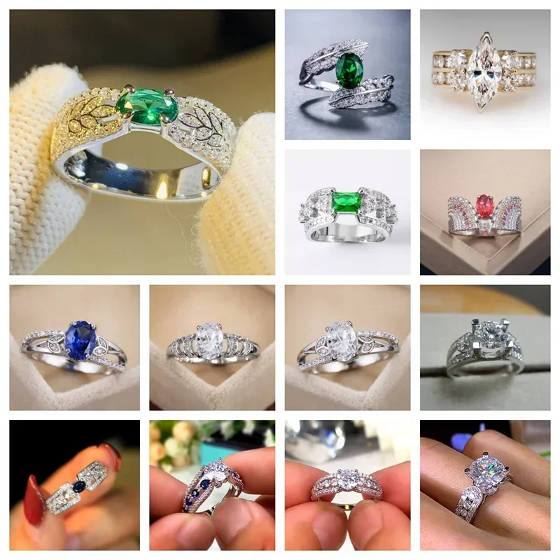 Fashion Female Rings with Blue/White CZ Silver Color Thin  Aesthetic Bridal Wedding Party Accessories Newly Jewelry