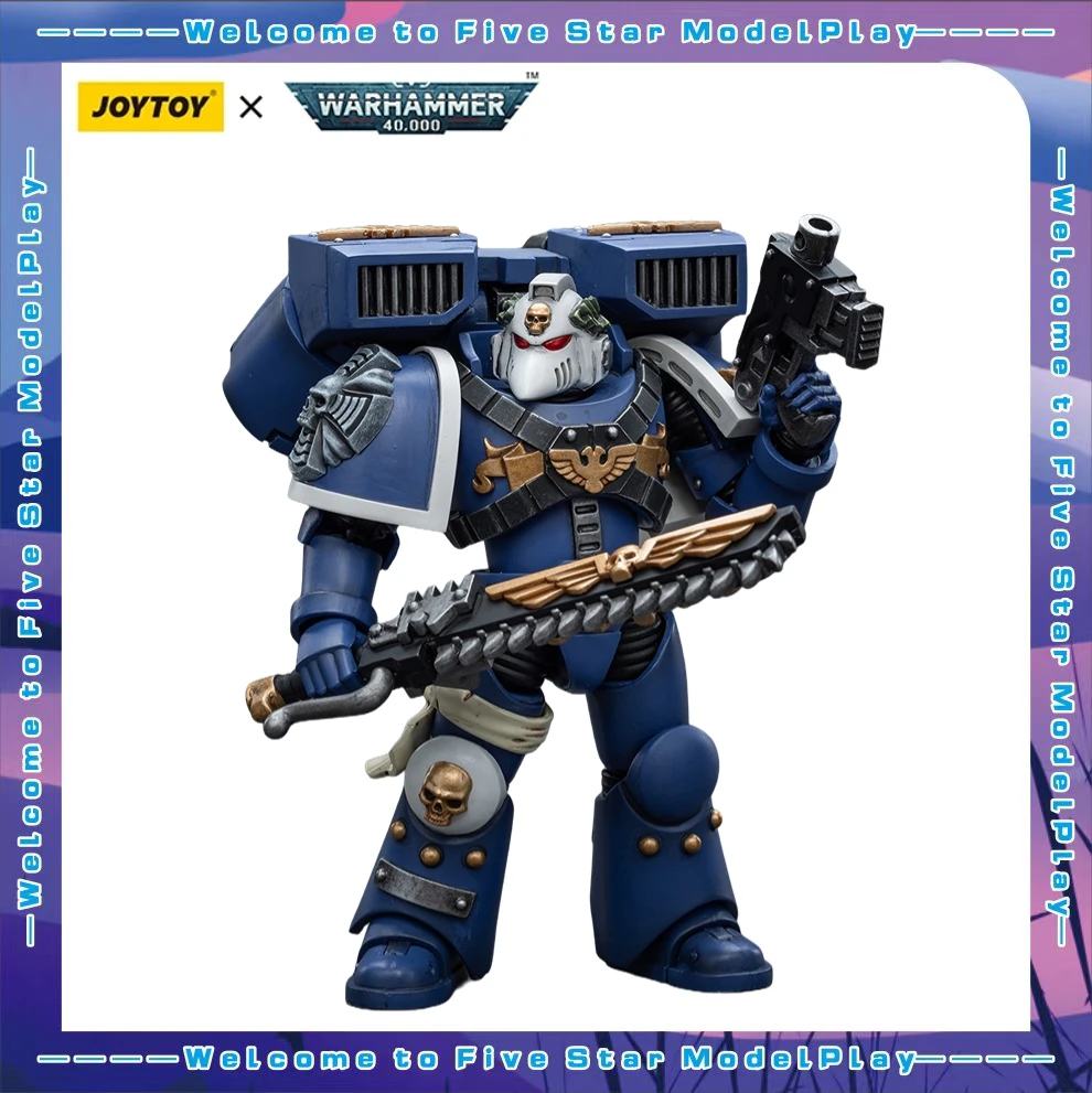 【FS】JOYTOYWarhammer 40K Actionfiguren im Maßstab 1:18 Ultramarines Vanguard Veteran mit Kettenschwert und Bolzenschrotflinte Modelle Spielzeug Geschenke