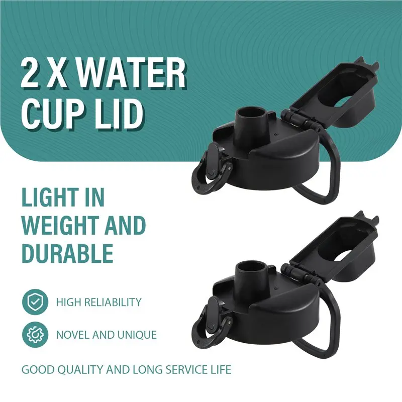 A93E-2 Piece Auto Spout Lid Replacement Black For Hydro Flask Wide Mouth 12, 16, 18, 20, 32, 40, 64Oz,