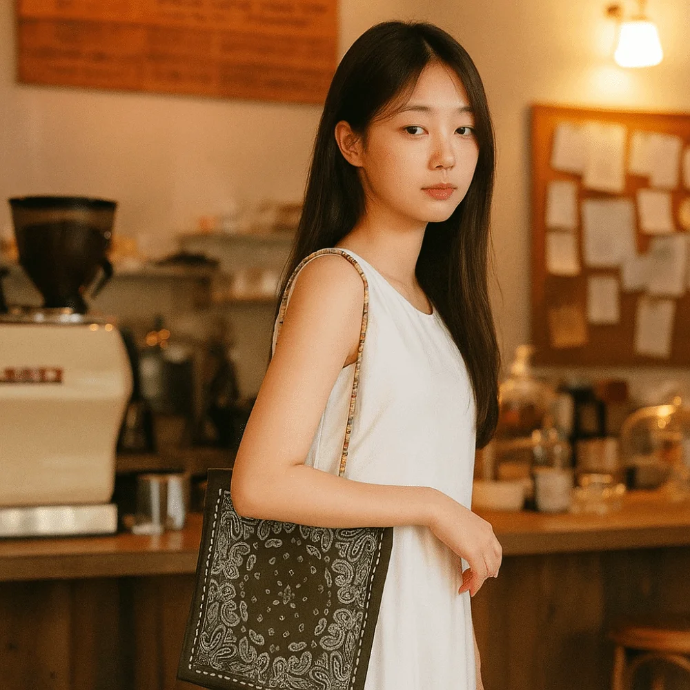 

Printed Cashew Flower Canvas Bag Double Side Large Capacity Canvas Tote Bag Lightweight Shopping Bag Ethnic Style Shoulder Bag