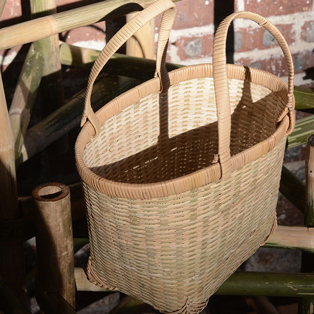

Bamboo Basket H made Storage Container Woven Picking Egg Decorative Kitchen Dinning Room Safe Precise Serving