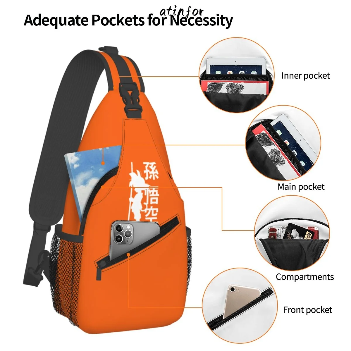 atinfor Kid Gokus Custom Crossbody Sling Backpack Men Shoulder Chest Bag Traveling Daypack 642456572 image 4