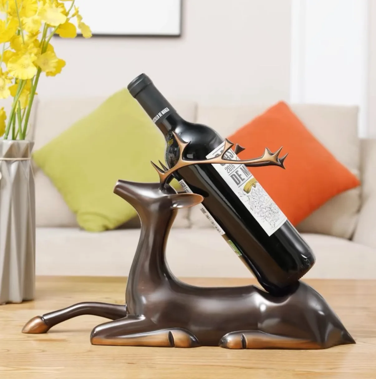 Foreign trade cross-border gold wine rack deer TV cabinet entrance home decoration living room resin handicraft ornament