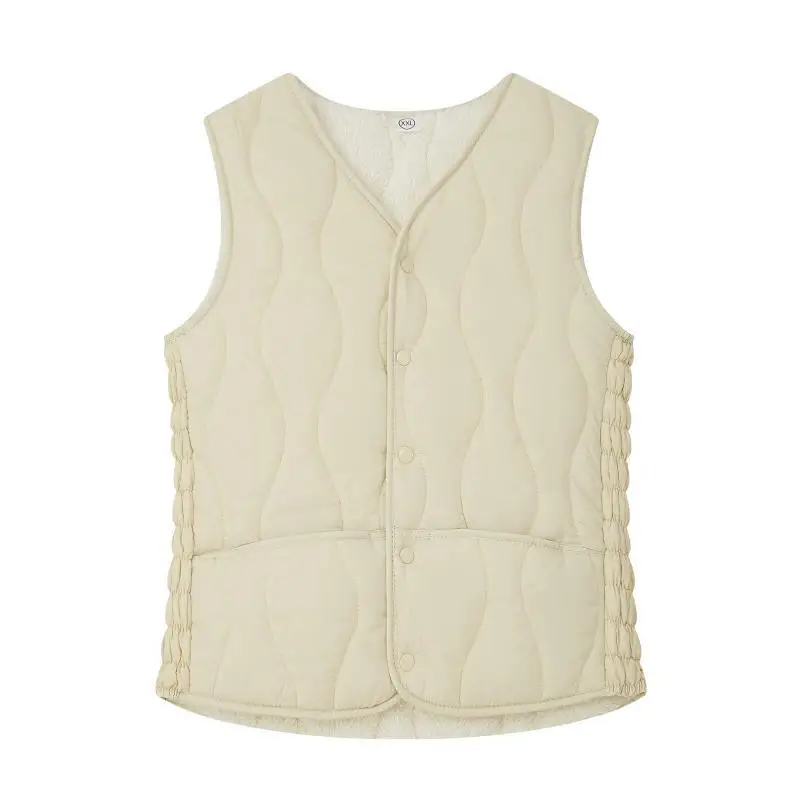 Women Autumn Winter Down Cotton Vest, Fleece Lined Thickened Warm Short Slim Fit Waistcoat Fashion Versatile Outer & Inner Wear