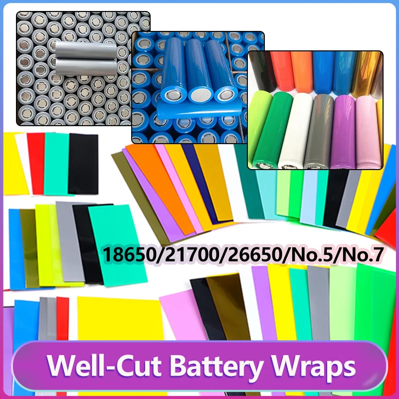 

18650/21700/26650/No.5/No.7 Pre-Cut 25/50/100pcs Battery Insulated Film Protective Case Shrinkable Wrap PVC Heat Shrink Tube