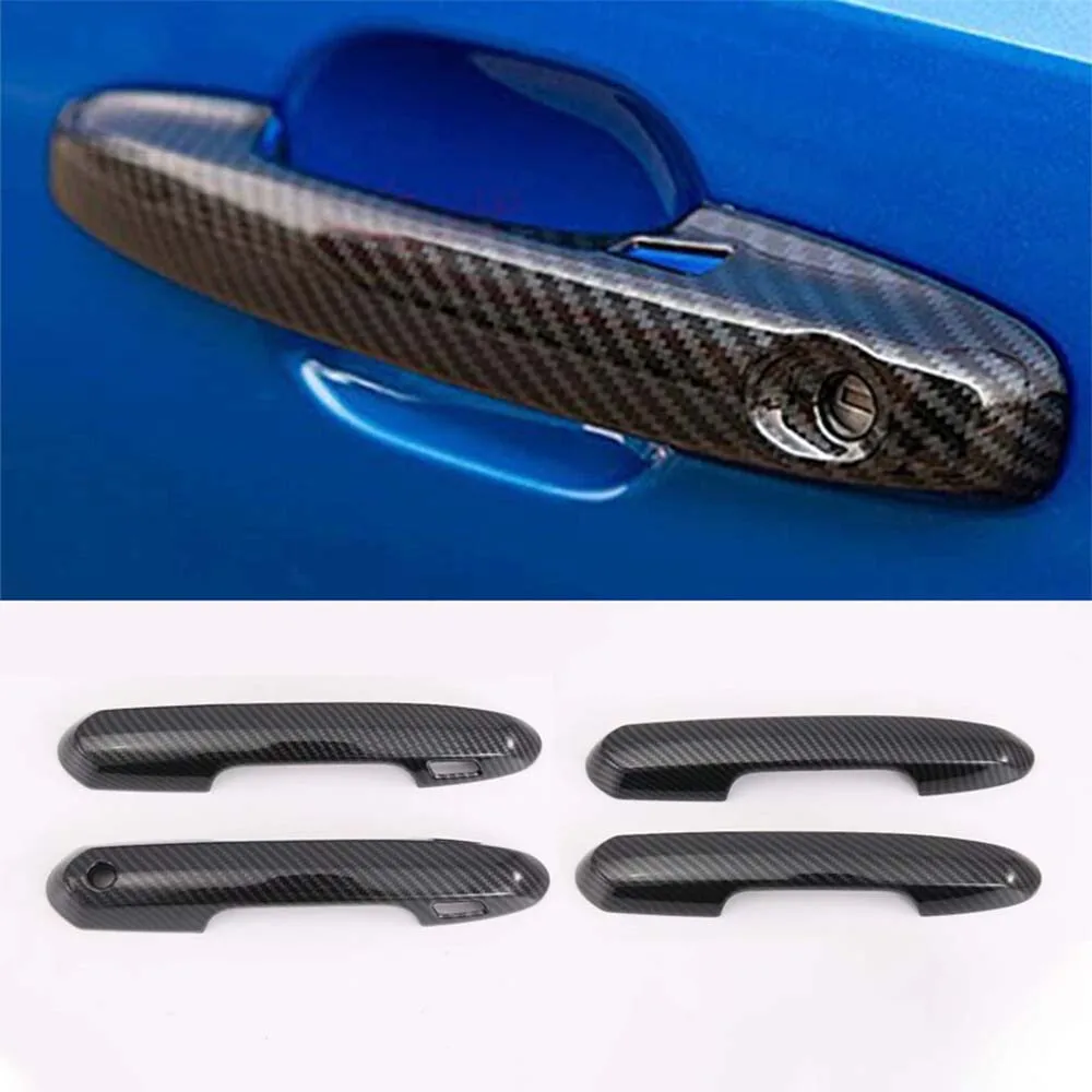 Car Upgrade Door Handle Cover For Kia Forte Cerato 2009 2010 2011 2012 2013 Glossy Black Carbon Fiber Car Rearview Accessories