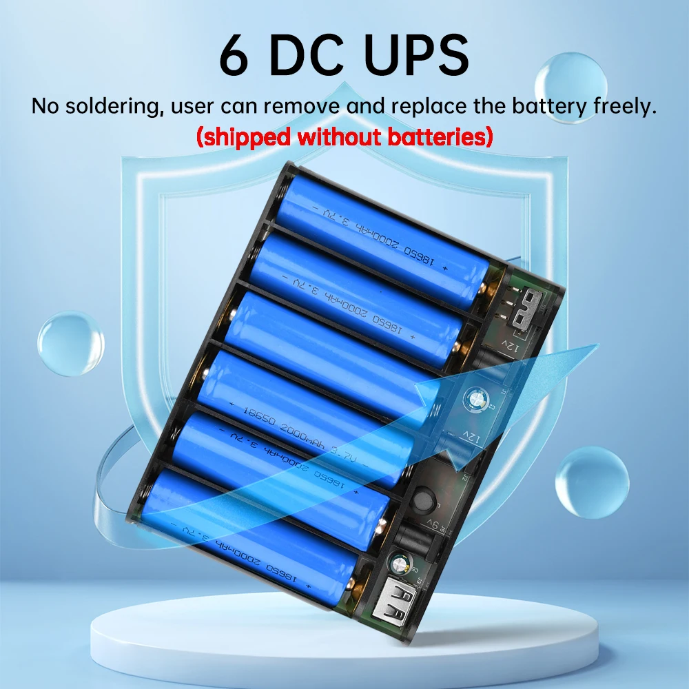5V 9V 12V Ausgang UPS Unterbrechungsfreie Stromversorgung Powerbank-Box für Router Handy Stromspeicher-Gehäuse 6x 18650 Batterie – Detail 3