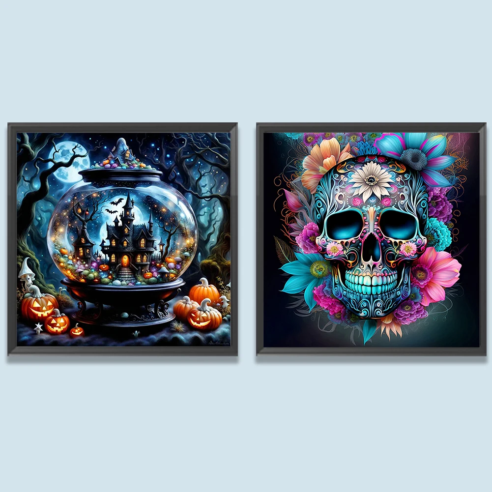 

Halloween Skull DIY Painting By Numbers Set Oil Paints On Canvas New Design Crafts Oil Art Halloween Ghosts Picture Home Decor ﻿