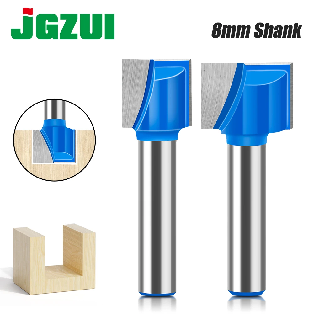 8mm Shank 10-35mm Diameter Cleaning Bottom Bit Straight Router Bit Set Clean Milling Cutter Woodworking Power Machine Clear Bott