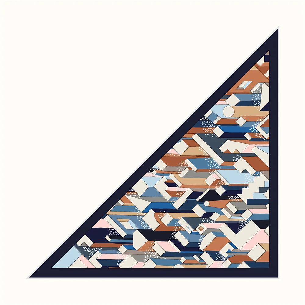 

Silk Scarf WomenGeometric Architectural Print Matching Triangle Scarves Head Echarpes Foulards Wraps Beach Shawls Bandana Hijabs