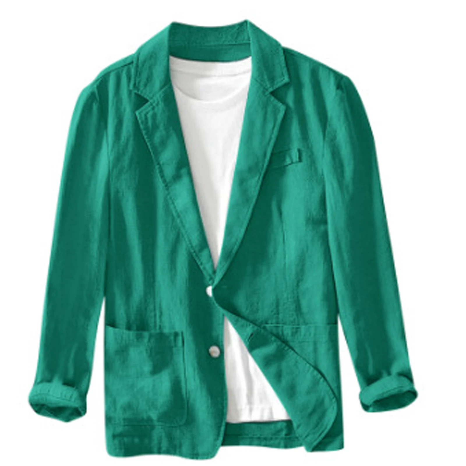 

Men's Casual Fashion Jacket Solid Color Long Sleeve Jacket With Pockets Solid Color Thin Regular Men's Blazer Coat Streetwear