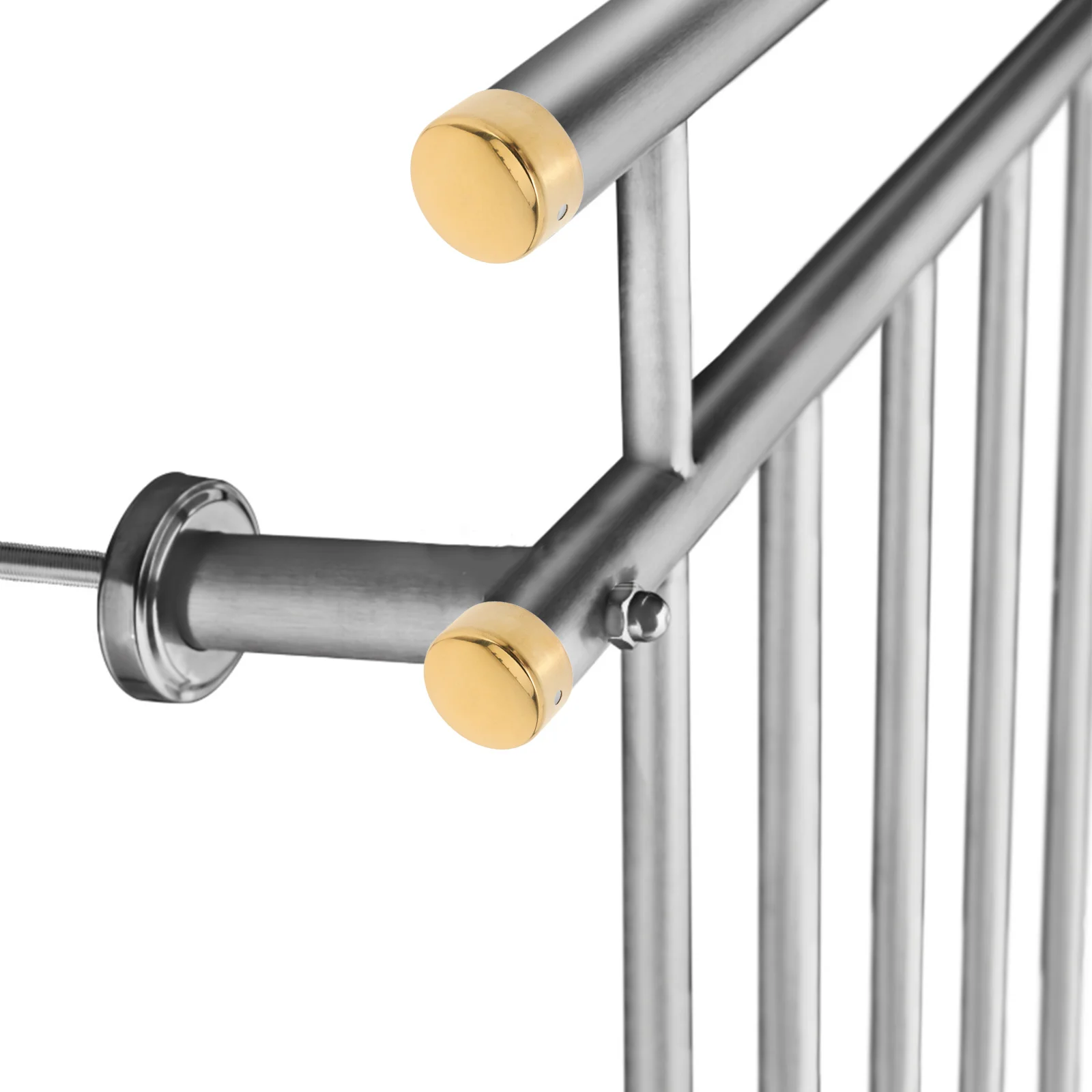 

2pcs Stainless Steel Stair Handrail Caps End Cover For Outdoor Steps Fixing Metal Baseboard Railing Post Bases Sealing Cover