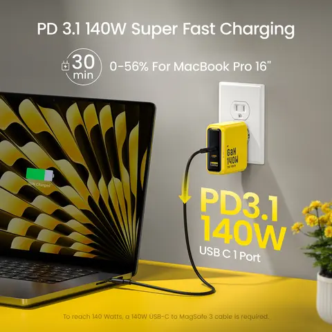 Aohi 120W GaN 3-Port USB-C Fast Charger for MacBook, iPhone & iPad