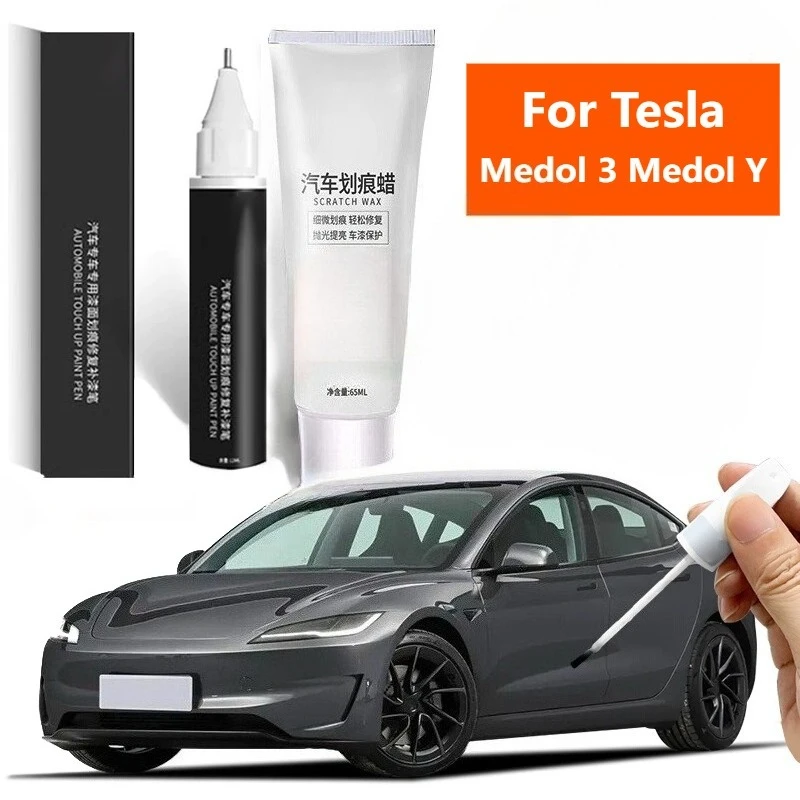 For Tesla Medol 3 Medol Y Car Paint Repair Pen Original Paint Repair Varnish Pen Scratch Cream Finish Repair Set