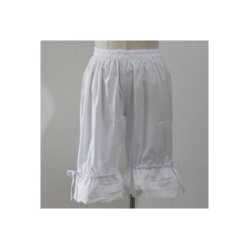 여성 패션 클래식 중세 빅토리아 짧은 바지 빈티지 속옷 로리타 반바지 레이디 소녀 프릴 보우 화이트 블루머 바지