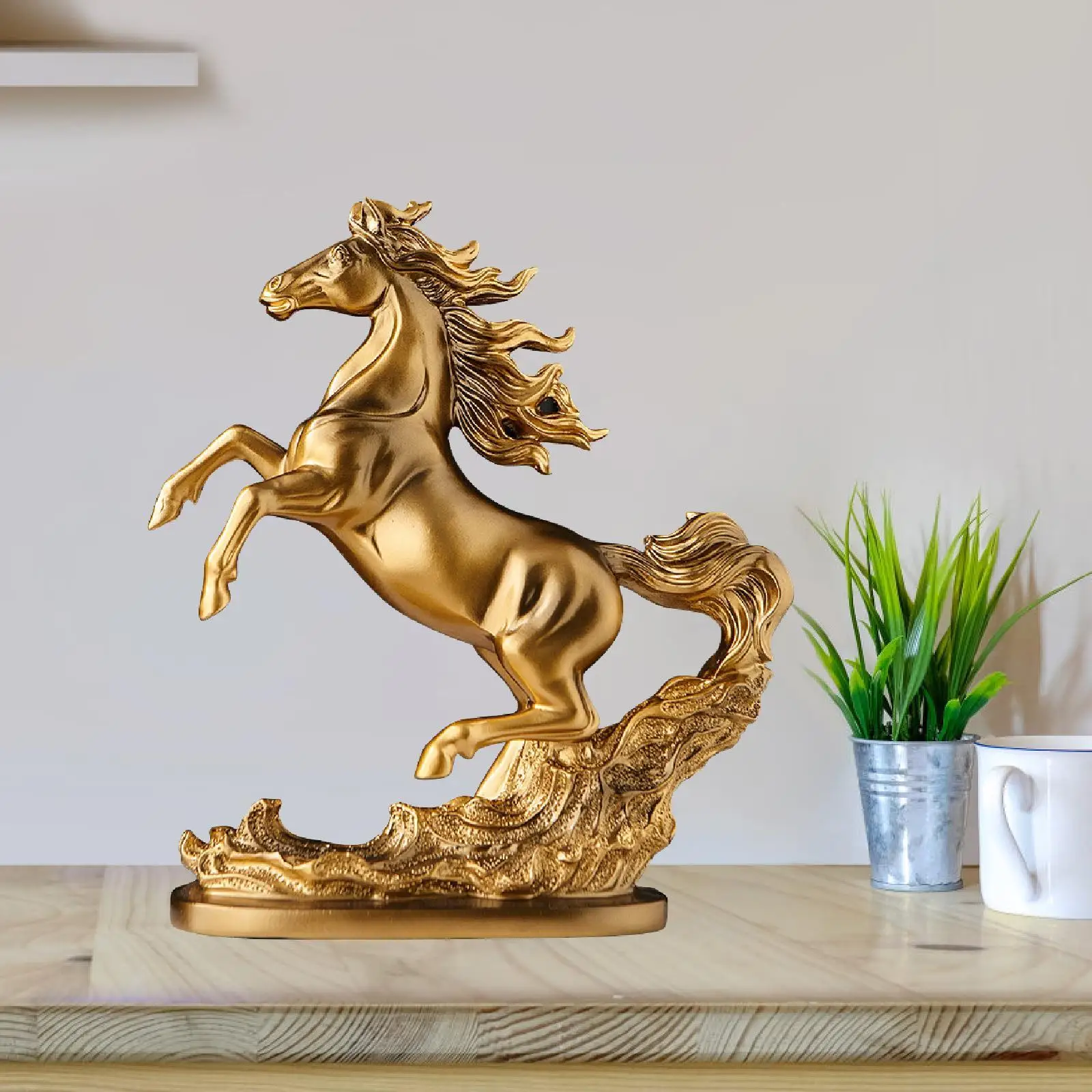 

Статуя лошади, центральное украшение для рабочего стола, художественная скульптура животного для полки