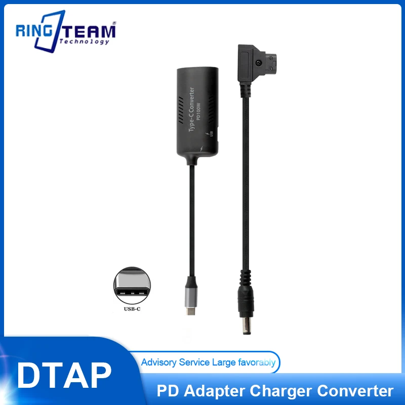 100W Universal PD USB Type C Charger Converter with D-TAP 5.5x2.5mm Male Cable for Drones Cameras Phones Laptops - USB-C Adapter