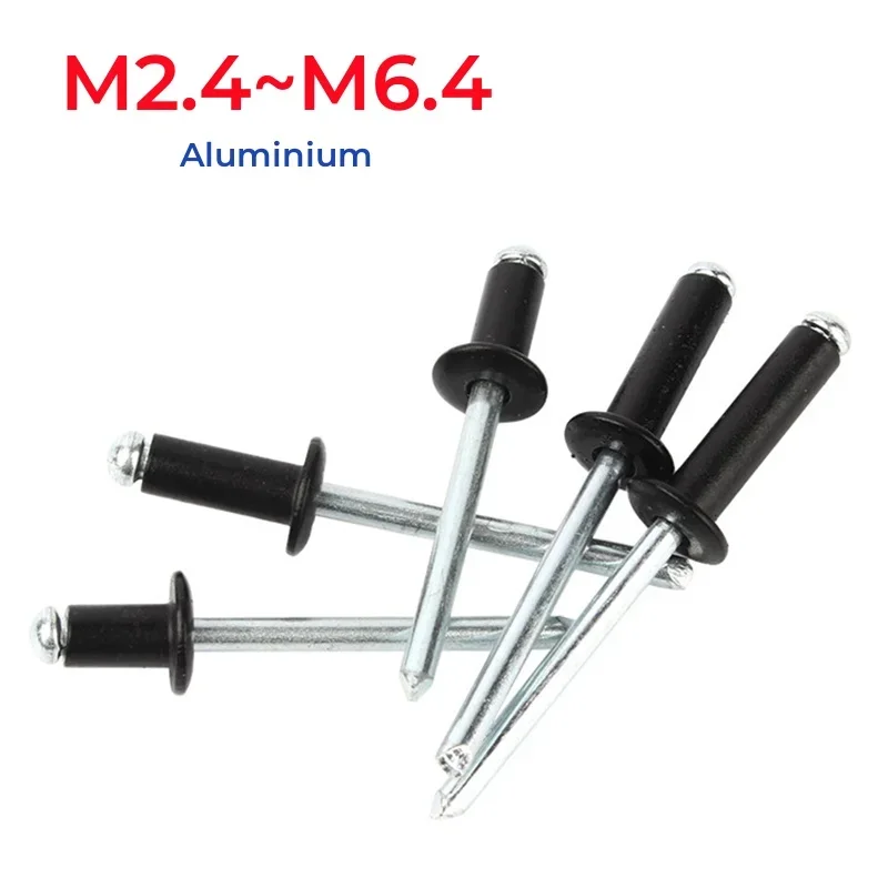 M2.4 M2.8 M3.2 M3.6 M4 M5 M6 M6.4 Black Aluminium Pop Rivet Mushroon Head Break Mandrel Blind Rivets Nail