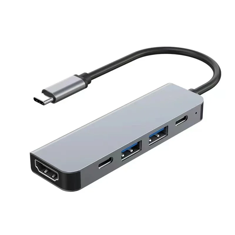 5-in-1-Erweiterungsdock USB-C auf Adapter 4K-Projektionsbildschirmkonverter PD-Aufladung Typ-C-Erweiterungsdock für Telefon Laptop TV