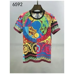 Men's and Women's Summer T-shirts 3D Printed Baroque Royal Luxury Small Floral Round Neck Short Sleeve Loose Oversized Nice Top