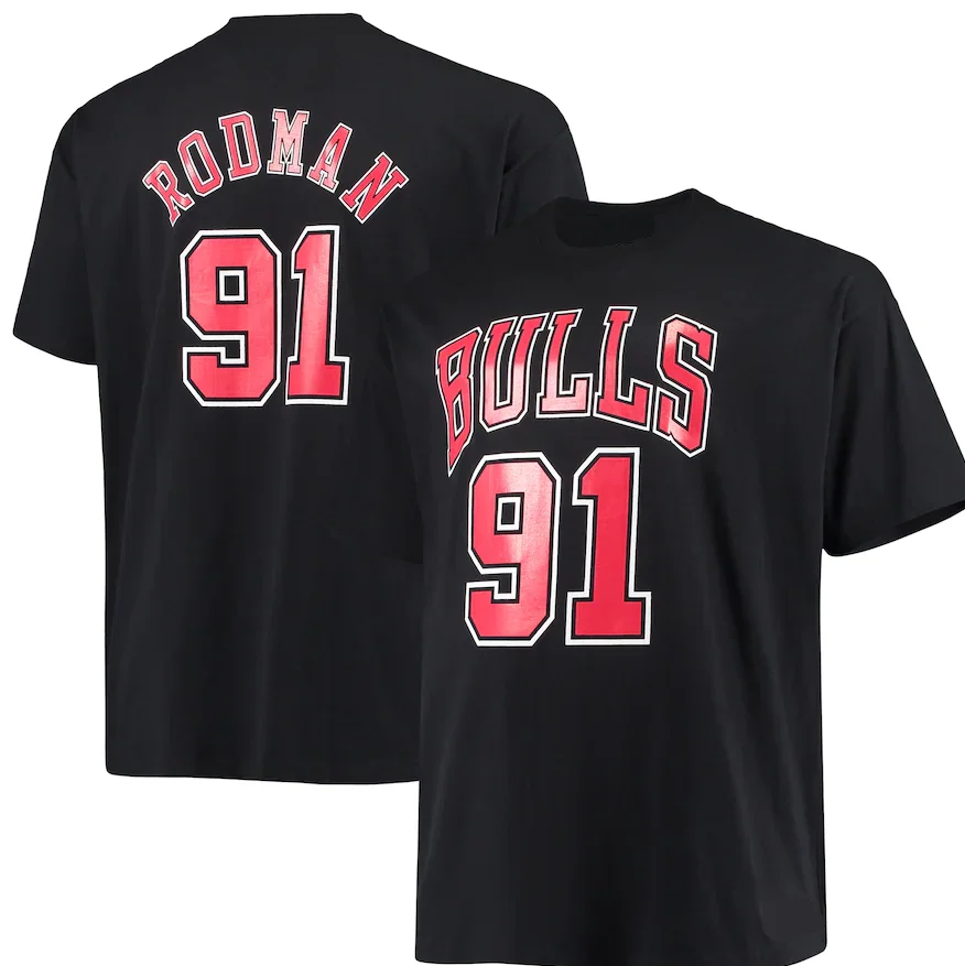 Dennis Rodman Name & Number Shirt Funny Black Cotton Tee Gift Men