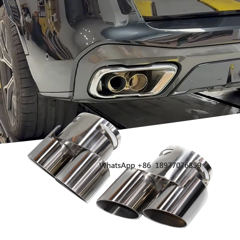 Car Exhaust Tip & Cover For BMW X5 X6 X7 G05 G06 G07 19-24 SUS304 Exhaust  TailPipe Cover Upgrade To M60i Muffler Tip Nozzle