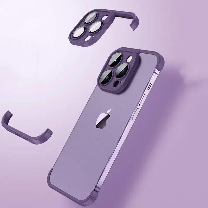 Frameless Not Case Corner Pad TPU Bumper For iPhone 16 15 14 Plus 13 12 11 Pro Max XS X With Camera Lens Protection