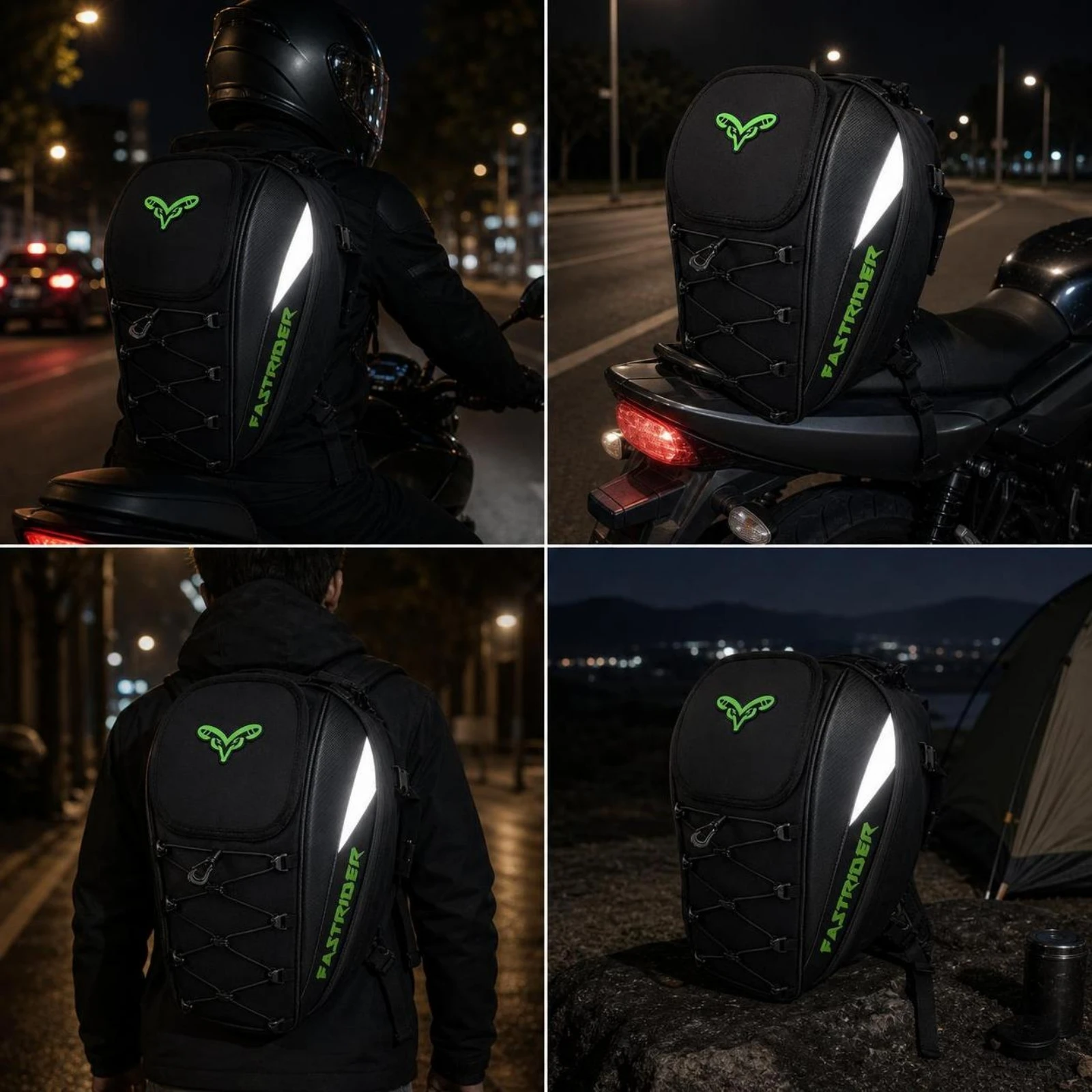 Motorcycle Rear Seat Bag Water-Resistant Motorcycle Tail Bag with Backpack Straps Reflective Structured for Commuters 3
