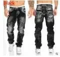 

Distressed Straight Pants Men Jeans Denim Pockets Punk Style Ankle Length Mid Waist Wash Slim Fit Zipper Fly Skinny Vintage