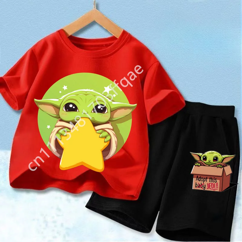 New Star Wars Yoda Baby Yoda Print Kids T Shirt Set Casual Short Sleeve Tee Boys Girls Toddler 2026 Summer Top - view 3