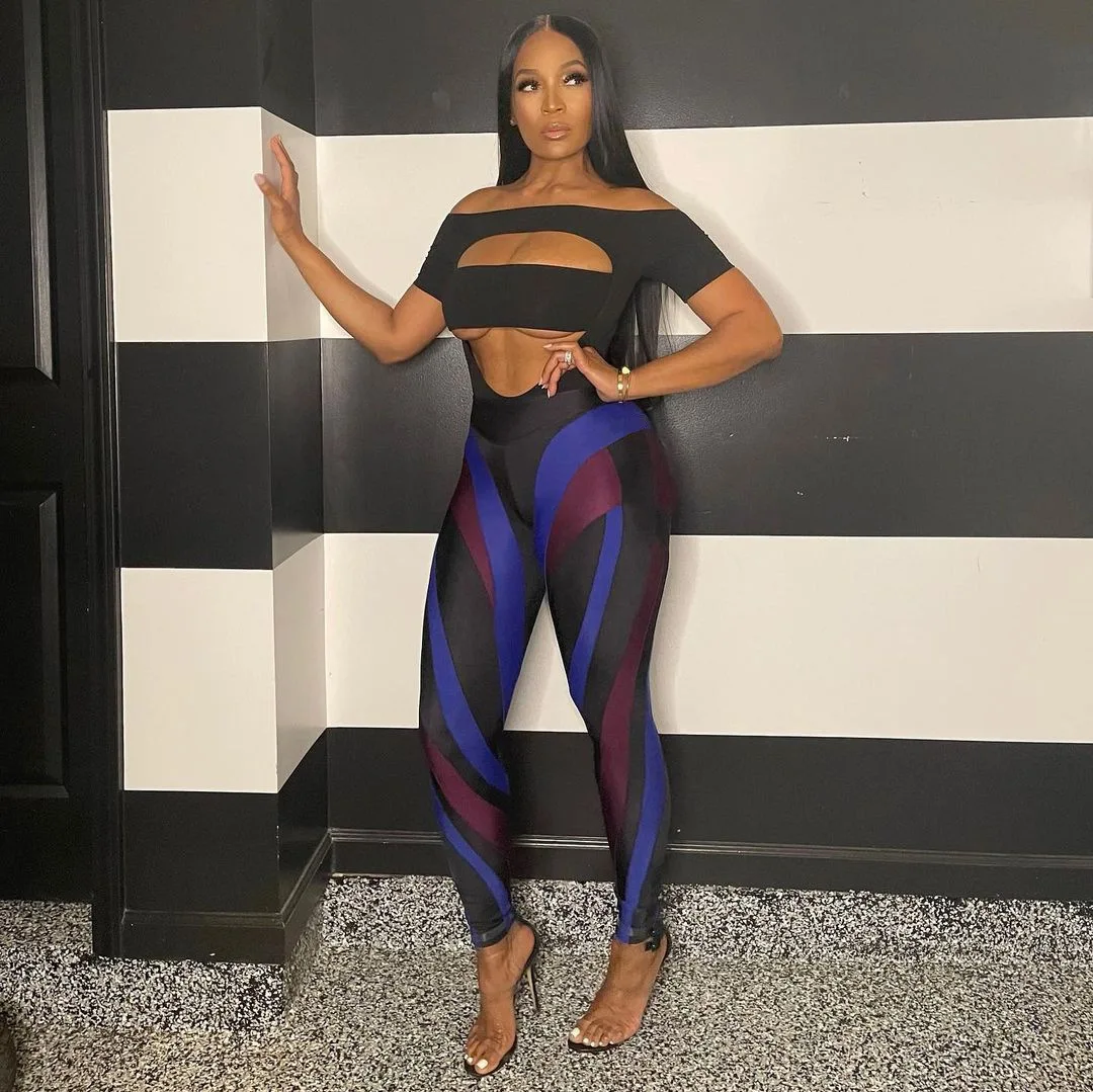 STYLISH LADY Contrast Color Striped Printed Pants 2025 Autumn Women High Waist Sexy Club Party Street Sporty Skinny Pants