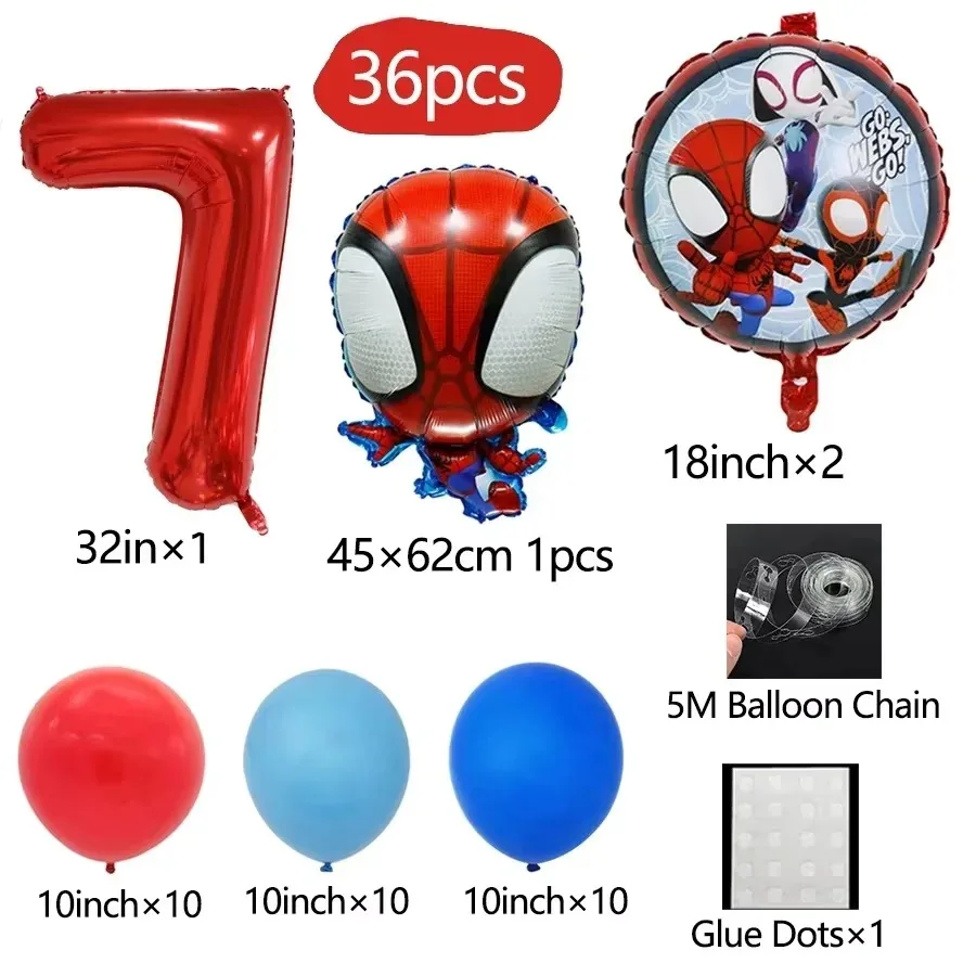 Spider en zijn geweldige vrienden Spider Number aluminium ballonnen verjaardagsparty decoraties ballon voor kinderen babyshower cadeaus
