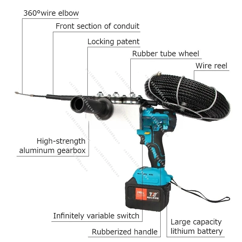 

Powered Electrical Wire Threading Machine: Automatic, Cordless Wire Puller & Feeding Tool Lithium - Battery -
