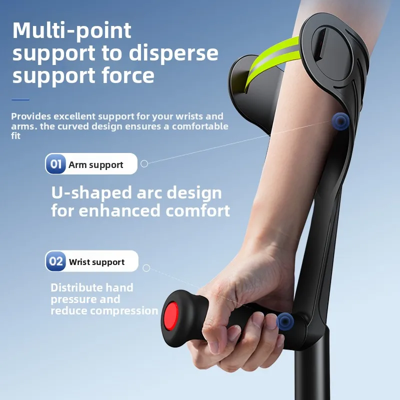 Foldable Forearm Crutches Lightweight Medical Crutches for Adults Mobility Aids Elbow Crutch with Aluminum Cane for Walking