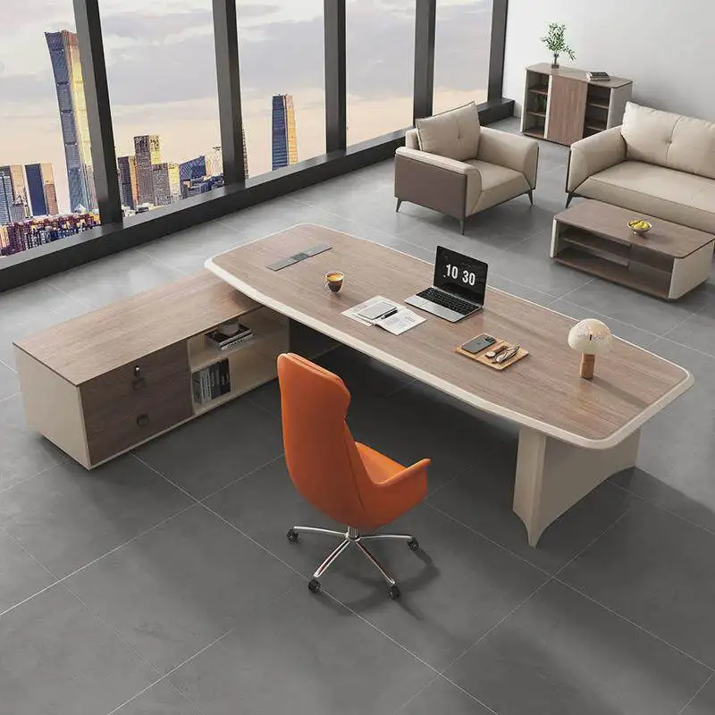 *Hot-selling Light Luxury Boss Office Desk Chair Combination Simple Modern President Desk Supervisor Adjustable Desktop Heat